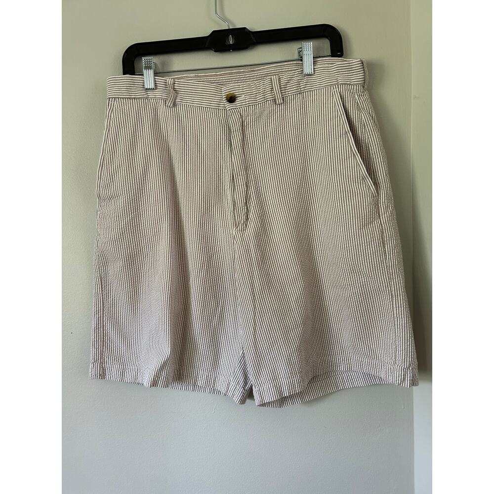 Haggar Men's Striped Seersucker Golf Shorts Flat Front S 34 100% Cotton